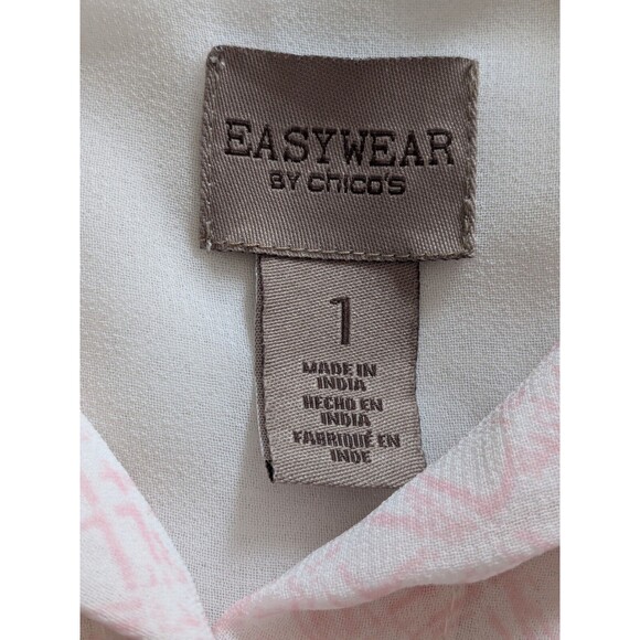 CHICO'S Easywear By Top Women's Size M/1 Pink Ombre Abstract Sheer Geometric - Picture 2 of 14